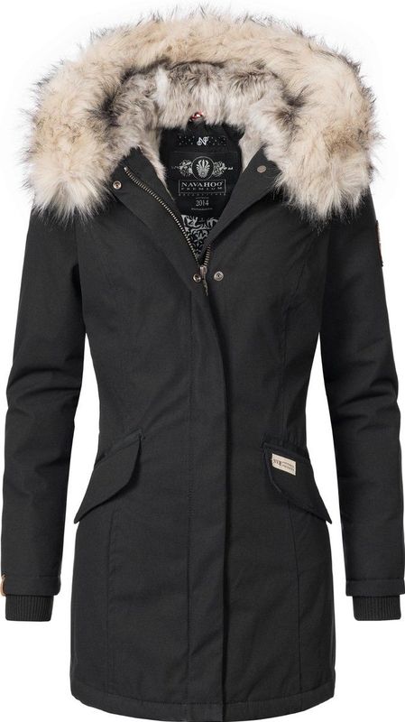 Navahoo Wintermantel Cristal stylischer Damen Winterparka mit Kunstfell-Kapuze