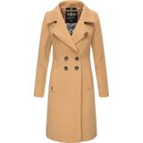 NAVAHOO Damen Designer Wintermantel Trenchcoat in Wollmantel-Optik Wooly