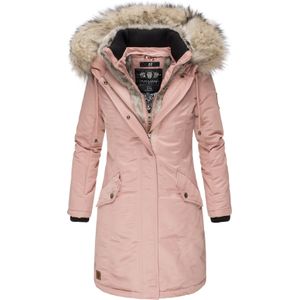 NAVAHOO Damen Warmer Wintermantel  Winterparka mit Kunstfell-Kapuze Daylight