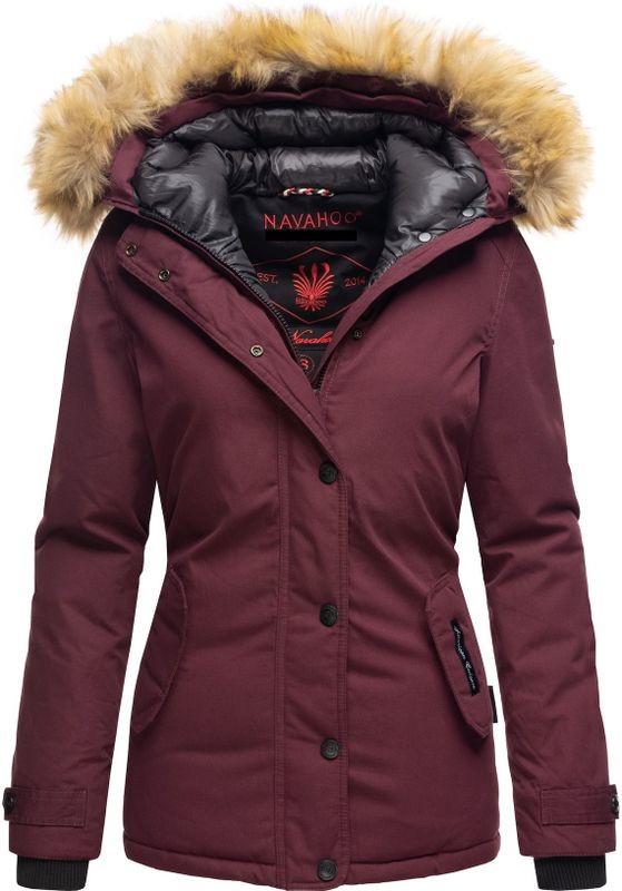 NAVAHOO Damen Warmer Winterjacke Parka mit Kunstfell-Kapuze Laura