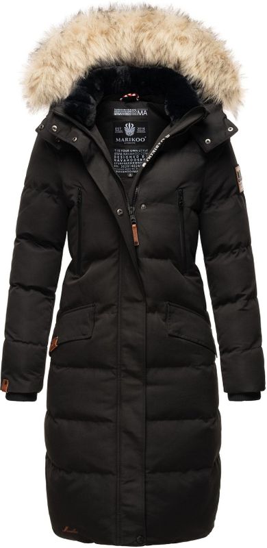 MARIKOO Damen langer Winterjacke Stepp Parka mit abnehmbarer Kapuze Schneesternchen