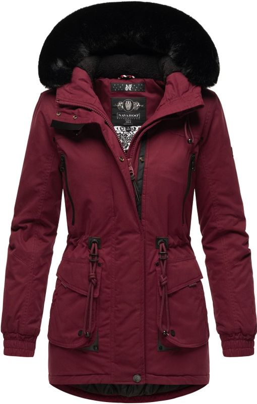 NAVAHOO Damen Sportlicher Wintermantel Baumwoll-Parka mit Kapuze Olessaa