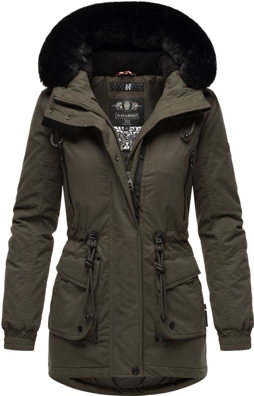 NAVAHOO Damen Sportlicher Wintermantel Baumwoll-Parka mit Kapuze Olessaa