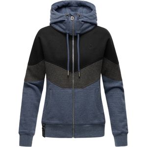 NAVAHOO Damen Kapuzensweatjacke Sportliche Damen Sweatjacke im Coloblocking-Stil Honigperle
