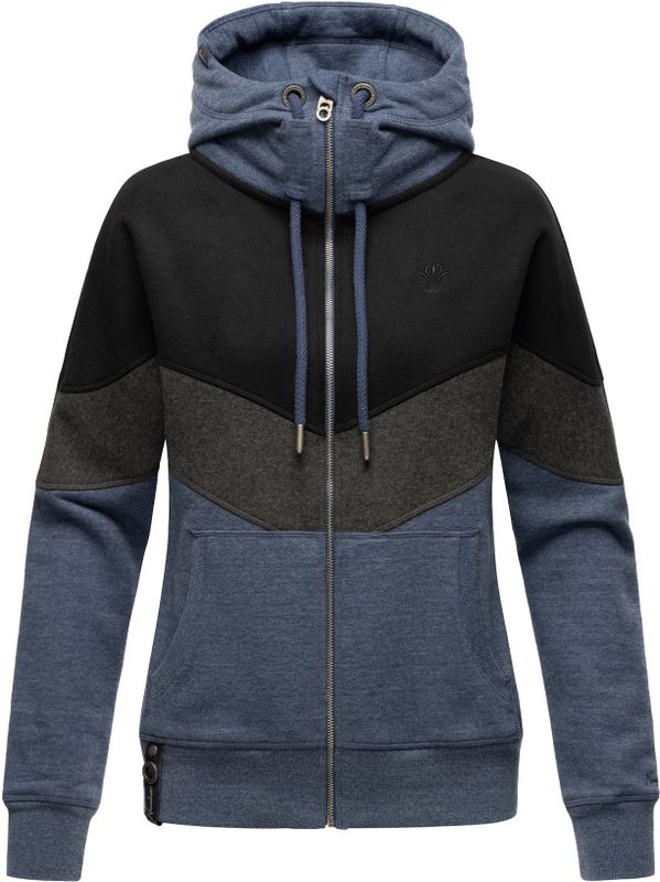 NAVAHOO Damen Kapuzensweatjacke Sportliche Damen Sweatjacke im Coloblocking-Stil Honigperle