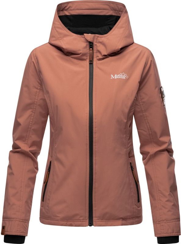 MARIKOO Damen Sportliche Outdoorjacke Übergangs Regenjacke mit Kapuze Brombeere