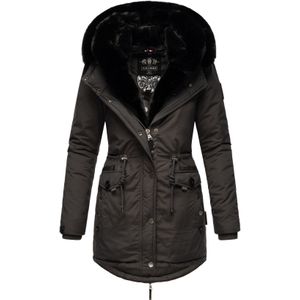 NAVAHOO Damen Wintermantel Winterparka Gefüttert mit 2 Kunstpelz-Kapuzen Sweety Deluxe