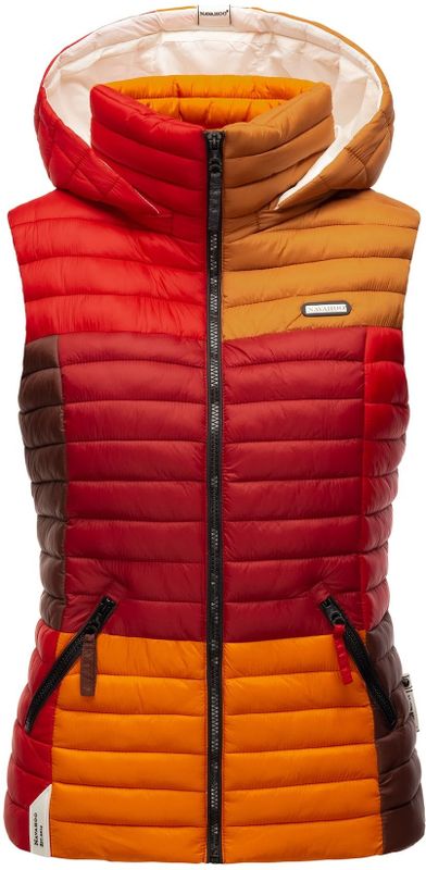 NAVAHOO Damen Steppweste Ärmellose Weste im Colourblocking-Stil und Kapuze Shadaa Multikulti