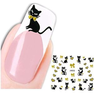 JUSTFOX - 3D nagel sticker voet kat love loop kat sticker nail art nagels
