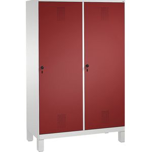 EVOLO garderobekast, deur over 2 afdelingen, met poten, 4 afdelingen, 2 deuren, afdelingbreedte 300 mm C+P