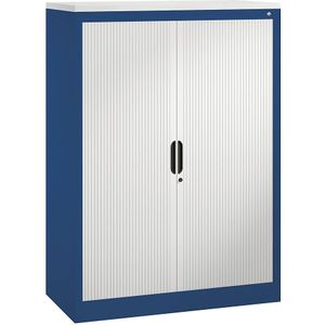 C+P Roldeurkast met horizontale roldeuren, h x b x d = 1345 x 1000 x 420 mm, 3 legborden, 3,5 ordnerhoogtes, gentiaanblauw / lichtgrijs
