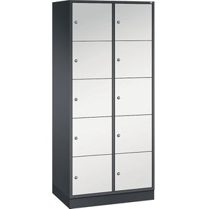 C+P Vijfvoudige locker Intro, 2 compartimenten, zwartgrijs / lichtgrijs, b x d = 820 x 500 mm