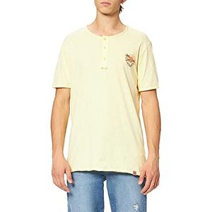 Timezone Heren Slub Henley-hemd, Pure White, M