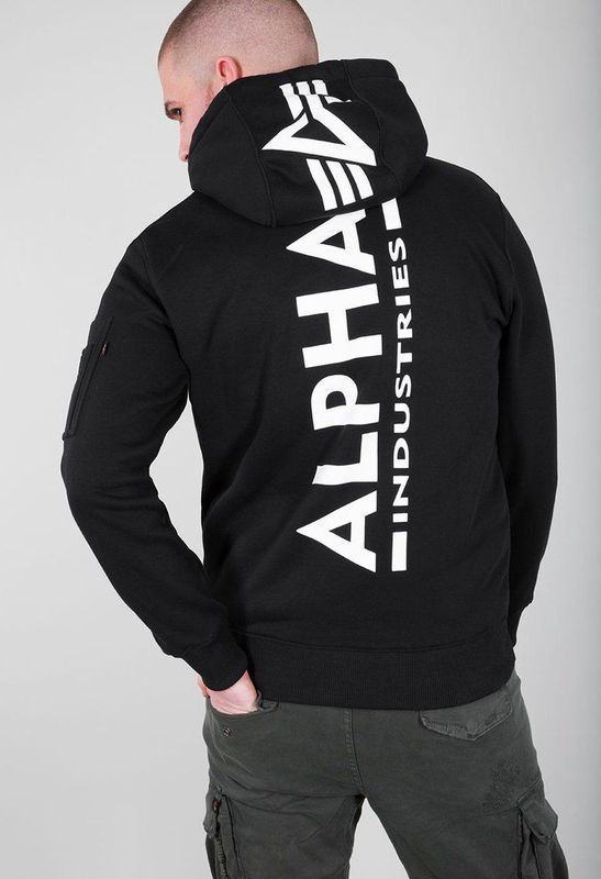 Alpha Industries - Back Print Hoodie - Groen - 80% Katoen 20% Polyester