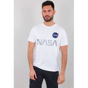 ALPHA INDUSTRIES NASA Reflective T-shirt met korte mouwen voor heren, wit, XL