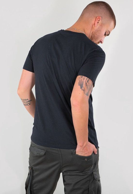 Alpha Industries - Basis T Klein Logo - T-shirt - Zwart - Katoen