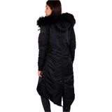 Alpha Industries Long Fishtail Jas Zwart Vrouw