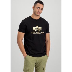 Alpha Industries Basic T-Shirt Foil Print Black Yellow Gold