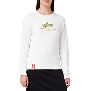 Alpha Industries New Basic Sweatshirt met folieprint voor dames White/Yellow Gold
