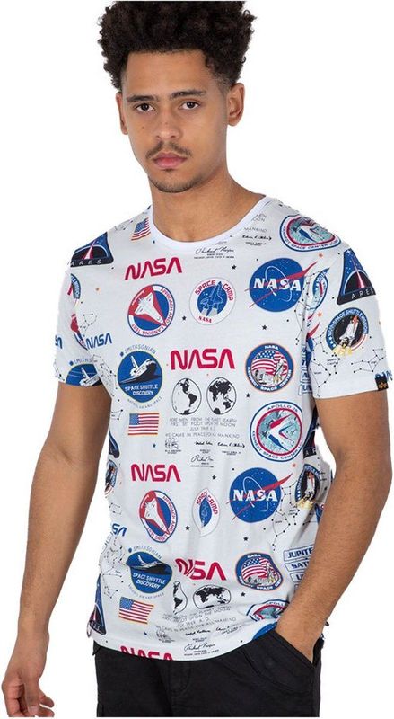 Alpha Industries - Nasa Aop T-shirt - Korte Mouwen - Zwart - Katoen
