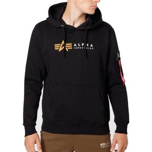 ALPHA INDUSTRIES - Alpha Label Hoodie - Groen - Katoen/Polyester