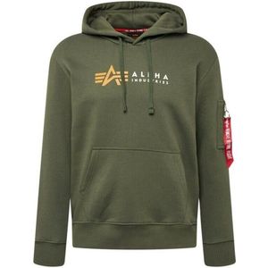 Alpha Industries - Alpha Label Hoodie - Sweater - Zwart - Katoen/Polyester