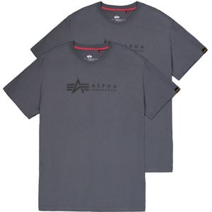 Alpha Industries - Alpha Label T - T-shirt - Greyblack/Black - Katoen - 2-Pack