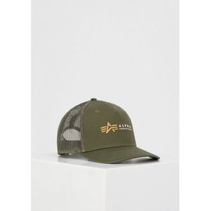 Alpha Industries Alpha Label Trucker heren baret, Donker olijfgroen