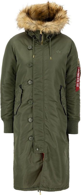 Alpha Industries - Long Fishtail - Damesparka - Zwart - 100% Nylon