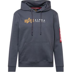 ALPHA INDUSTRIES - Alpha Label Hoodie - Grijs - Katoen/Polyester