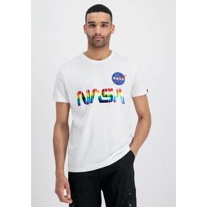 Alpha Industries NASA Refl. T Metalen T-Shirt voor Mannen White/Metal Red