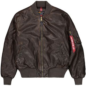Alpha Industries - MA-1 FL Vintage - Leren Jack - Zwart - Polyurethaan