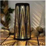 Etc-shop - Solarlampe Tisch aussen Solarlicht Tisch für Außen Solar Laterne Balkon schwarz, Säule mit Lichteffekt, goldenes Innere,1x led warmweiß, h