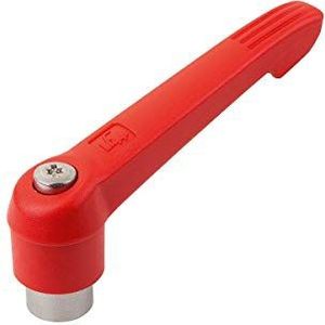 KIPP klemhendel K0270 met binnendraad van roestvrij staal en kunststof handvat, maat 2. M8 rood