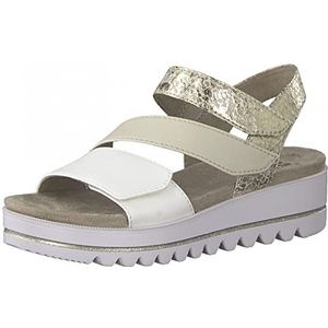 Jana dames 8-28264-20 comfortabele volheid comfortschoen platte moderne klittenband alledaagse schoenen zakelijke sandaal, gouden kam, 37 EU breed