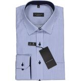 ETERNA comfort fit overhemd twill heren overhemd blauw met wit gestreept (blauw contrast) Strijkvrij Boord