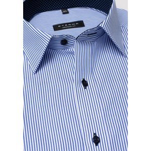 ETERNA - Comfort Fit - Overhemd - Blauw met Wit Gestreept - 100% Katoen - Strijkvrij