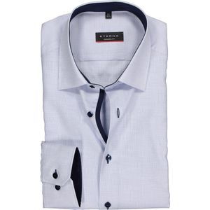 ETERNA - Modern Fit - Overhemd - Lichtblauw met Wit - 100% Katoen