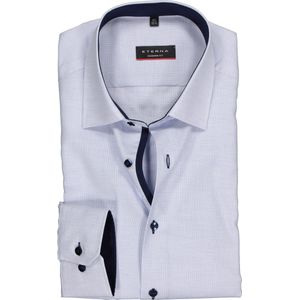 ETERNA - Blauw Fantasie - Heren Overhemd - Lichtblauw met Wit - 100% Katoen - Strijkvrij