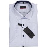 ETERNA - Blauw Fantasie - Overhemd - 100% Katoen - Korte Mouwen - Kent Kraag