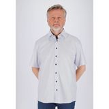 ETERNA - Blauw Fantasie - Overhemd - 100% Katoen - Korte Mouwen - Kent Kraag