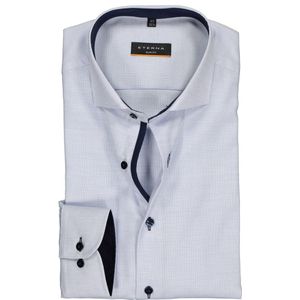 ETERNA - Slim Fit Overhemd - Lichtblauw met Wit - Katoen