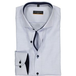 ETERNA - Blauw Fantasie - Overhemd - Lichtblauw met Wit - 100% Katoen - Strijkvrij