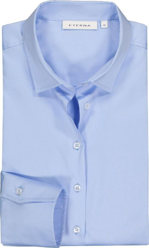 Eterna - Overhemdblouse - Blauw - Katoen - Regular Fit - Easy Iron