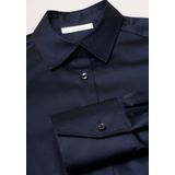 Donkerblauw Blouse - 95% Katoen, 5% Elastaan - Regular Fit - Easy Iron