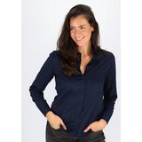 Donkerblauw Blouse - 95% Katoen, 5% Elastaan - Regular Fit - Easy Iron