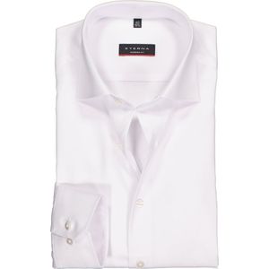 ETERNA - Modern Fit Overhemd - Wit - Twill - Strijkvrij - Mouwlengte 7