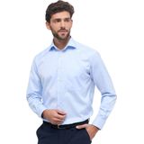 ETERNA - Blauw Effen Overhemd - 100% Katoen - Kent Kraag - Lange Mouwen
