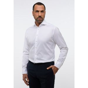 ETERNA - Wit Effen Overhemd - 100% Katoen - Haifisch Kraag - Lange Mouwen