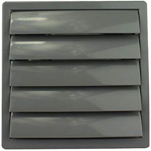 MKK Lamellenventilatierooster, weerbestendig, kunststof, 170 x 170 mm, vierkant, diameter 100 mm, grijs